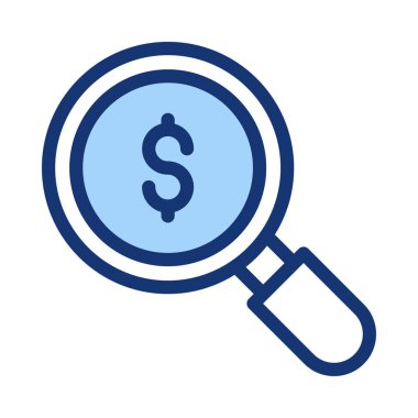 Dolar işareti olan mavi Büyüteç 