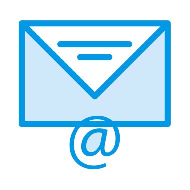 Beyaz arka plan üzerinde izole işareti mavi zarfı