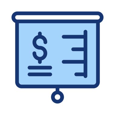 Beyaz arka plan üzerinde izole dolar simgesiyle mavi kağıt kaydırma