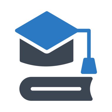 Beyaz arka plan üzerinde izole mavi ve gri mezuniyet kap