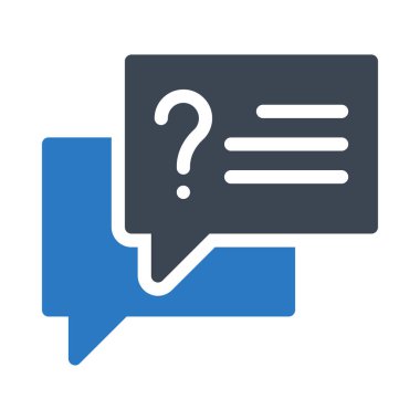 Soru simgesi beyaz arka plan üzerinde izole mavi ve siyah iletilerle