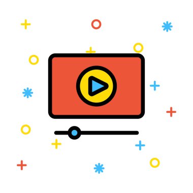 Rengarenk işaretiyle beyaz arka plan ayarları ile video sembolü izlerken