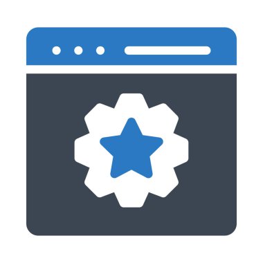 Mavi tablet aygıt ile mavi Dişli ve ekranda yıldız