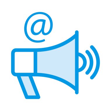  Beyaz arka plan üzerinde izole sembolü, mavi hoparlör