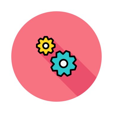 Pembe daire beyaz arka plan üzerinde izole sarı ve mavi vites