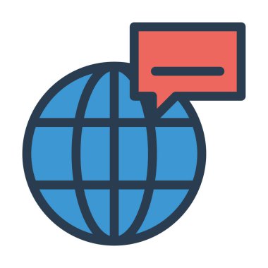 Mavi dünya küre ile beyaz arka plan üzerinde izole konuşma balonu