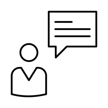 Beyaz arka plan üzerinde konuşma balonu ile kişi simgesi