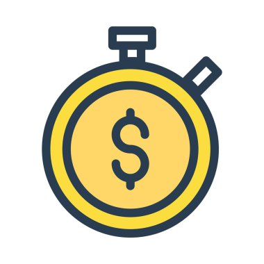 Beyaz arka plan üzerinde izole doları sembolü ile sarı kronometre