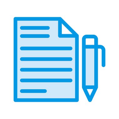 Beyaz arka plan üzerinde izole kalem ile mavi belge