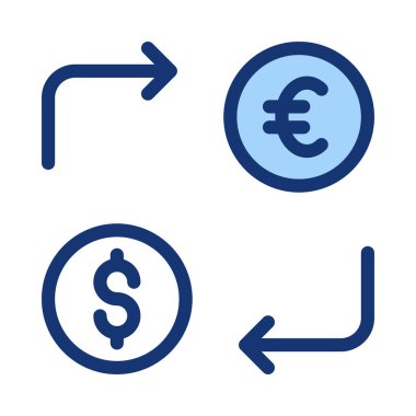 Para kavramı okları, dolar ve euro ile değiştirme işaretleri