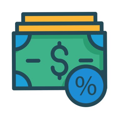 Renkli dolar yüzde simgesi beyaz arka plan üzerinde izole ile