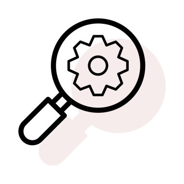 Dişli bej gölge beyaz zemin üzerine olan anahat Büyüteç