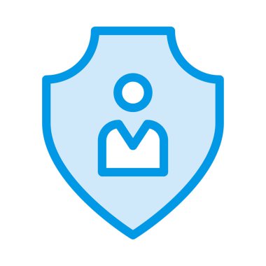 Mavi kalkan kişi simgesi ile koruma 