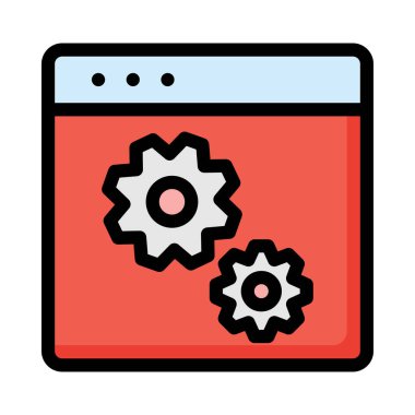 dizüstü ekran Dişli satırı simgesi, vektör çizim ile