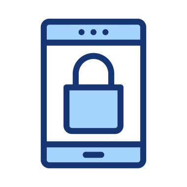 Kürek kilit simgesi beyaz arka plan üzerinde izole tablet cihaza