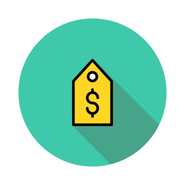 Yeşil daire beyaz arka plan üzerinde izole sarı doları etiketinde