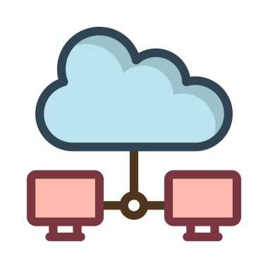 Beyaz arka plan üzerinde izole pembe bağlantı ile mavi bulut