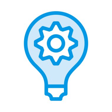 Mavi lamba ampul ile dişli üzerinde izole beyaz arka plan