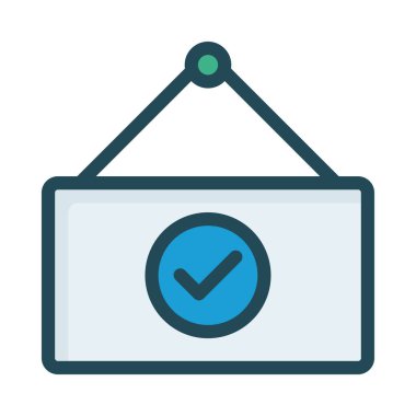 Mavi gri isim levhası onaylamak beyaz arka plan üzerinde izole sembolü