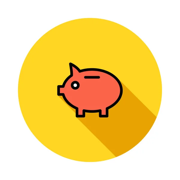 Piros Piggy Bank Sárga Kör Elszigetelt Fehér Background — Stock Vector