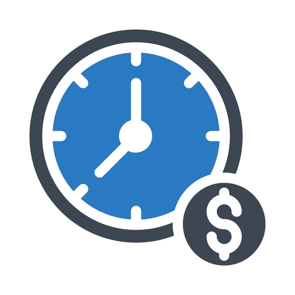 Blaue Und Graue Uhr Mit Dollarzeichen Auf Weißem Hintergrund — Stockvektor