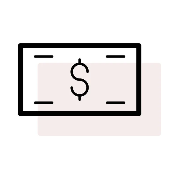 Billet Dollar Simple Sur Fond Blanc Avec Ombre Beige — Image vectorielle