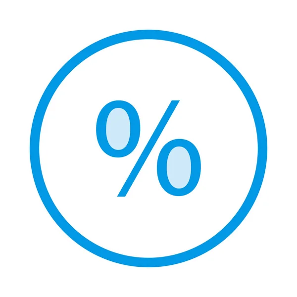 Modrý Kruh Symbol Procenta Izolovaných Bílém Pozadí — Stockový vektor