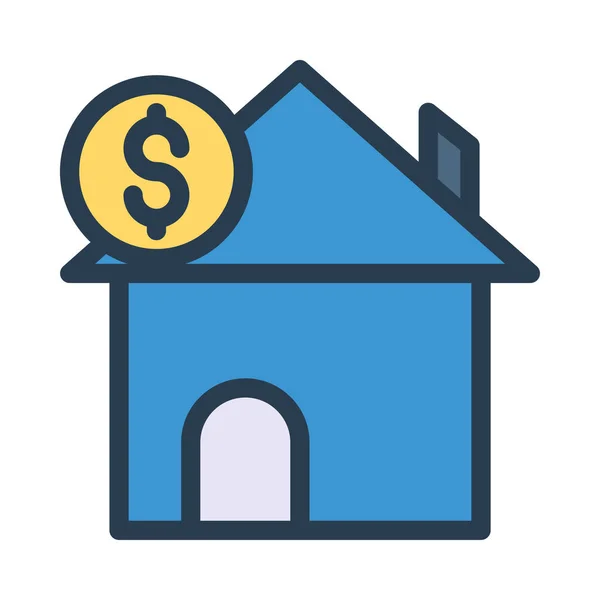 Casa Azul Com Sinal Dólar Isolado Fundo Branco —  Vetores de Stock