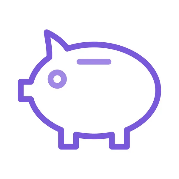 白色背景上的紫色轮廓小猪银行隔离 — 图库矢量图片