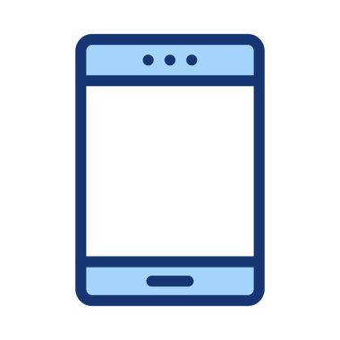 Boş ekran beyaz arka plan üzerinde izole mavi smartphone