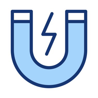 Flash simgesiyle beyaz arka plan üzerinde izole mavi mıknatıs