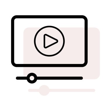 Monitör ekran video düğmesi ve ayarları bej gölge beyaz zemin üzerine izlerken