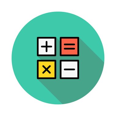 Hesap makinesi düğmelerinin beyaz arka plan üzerinde izole yeşil daire