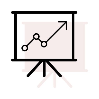 Ok ile bej gölge beyaz arka plan üzerinde büyüyen ile anahat tanıtım kurulu