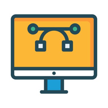 Sarı ekran sembolleri ile bilgisayar monitörü