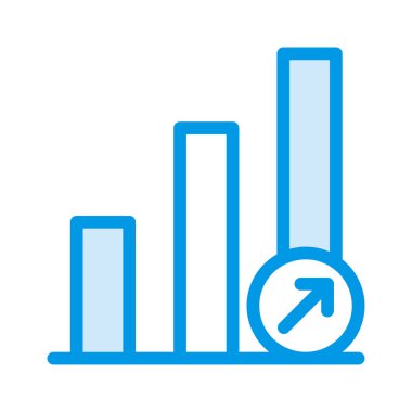 Beyaz ve mavi ile grafiği yukarı ok işareti büyüyen