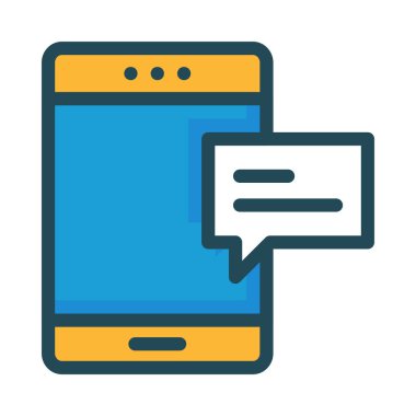 Mavi ekran ve beyaz arka plan üzerinde izole mesaj ile sarı smartphone