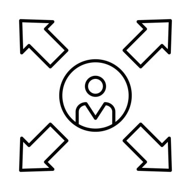 Beyaz arka plan üzerinde izole oklarla kişi simgesi