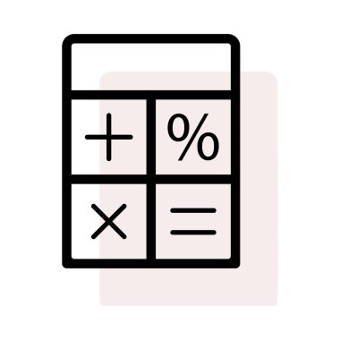 Beyaz arka plan bej gölge ile semboller ile basit hesap makinesi