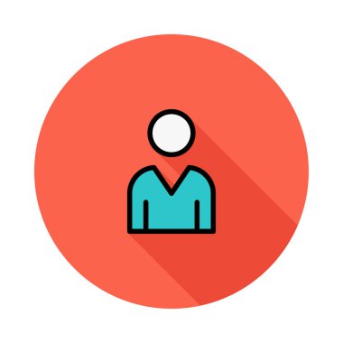 Beyaz arka plan üzerinde izole kırmızı daire mavi kişi simgesi