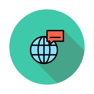 Yeşil daire beyaz arka plan üzerinde izole kırmızı mesajıyla mavi dünya küre