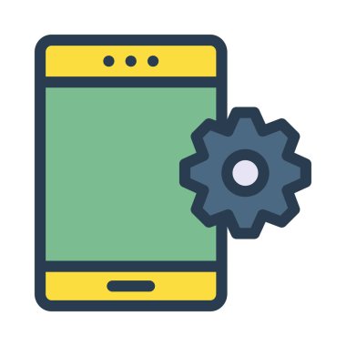 Dişli satırı simgesi, vektör çizim ile Smartphone