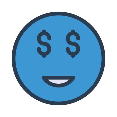 Beyaz arka plan üzerinde izole doları gözleri mavi smiley