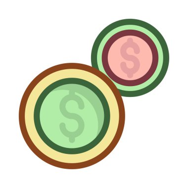 Beyaz arka plan üzerinde izole renkli dolar paraları