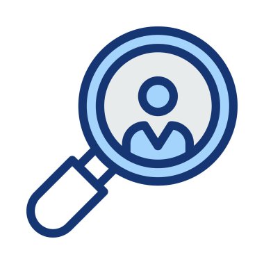 Kişi işareti olan mavi ve beyaz Büyüteç