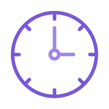 Beyaz arka plan üzerinde izole okları ile mor saat