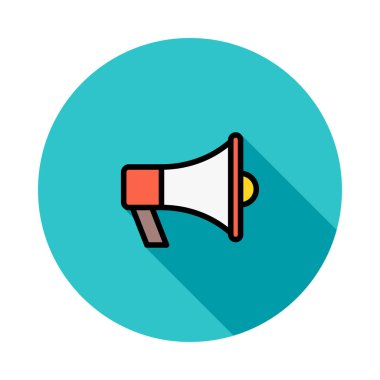 Beyaz arka plan üzerinde izole mavi daire içinde renkli hoparlör