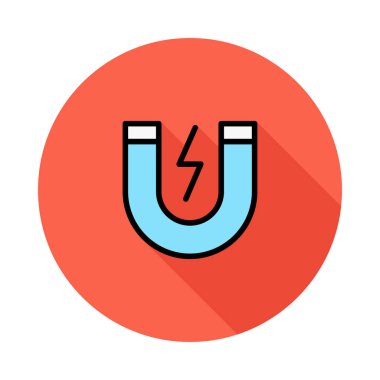 Beyaz arka plan üzerinde izole kırmızı daire içinde birden parlamak ile mavi mıknatıs