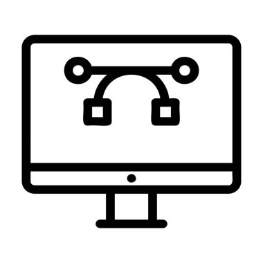 Beyaz arka plan üzerinde izole bilgisayar monitör simgesini