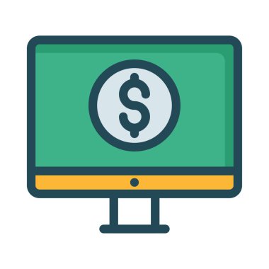 Bilgisayar monitörü ile dolar sikke yeşil ekran üzerinde